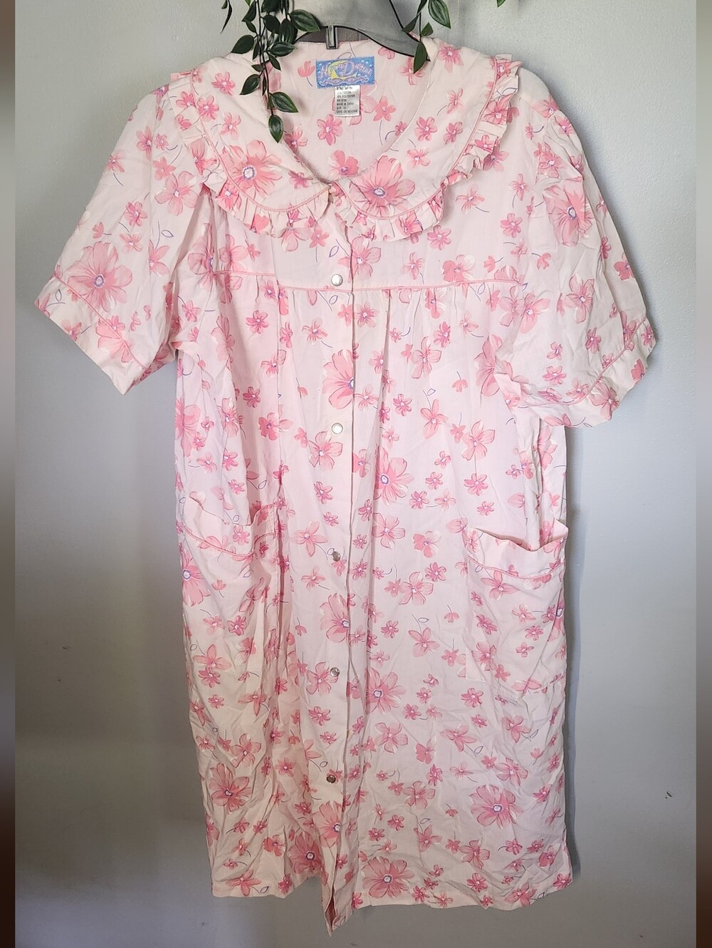 Vintage Moon Dance Floral Pink Short-Sleeve Retro House Dress
